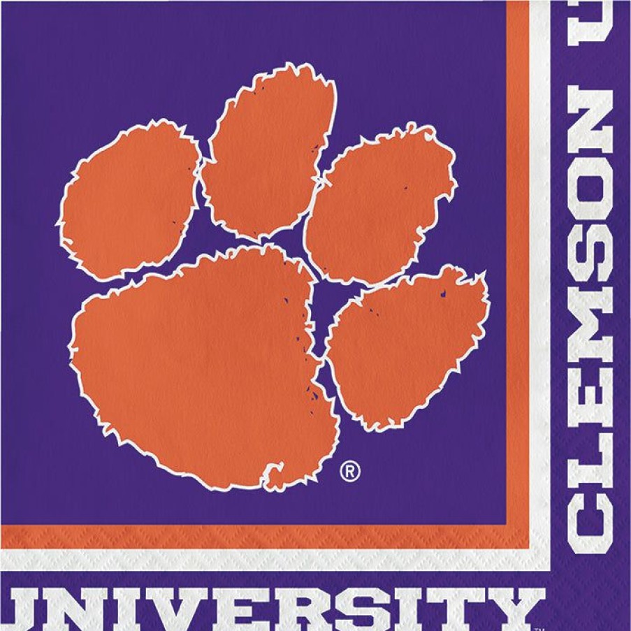 Sports * | Creative Converting Ncaa College Themed Party Decorations Clemson University Napkins, 20 Ct