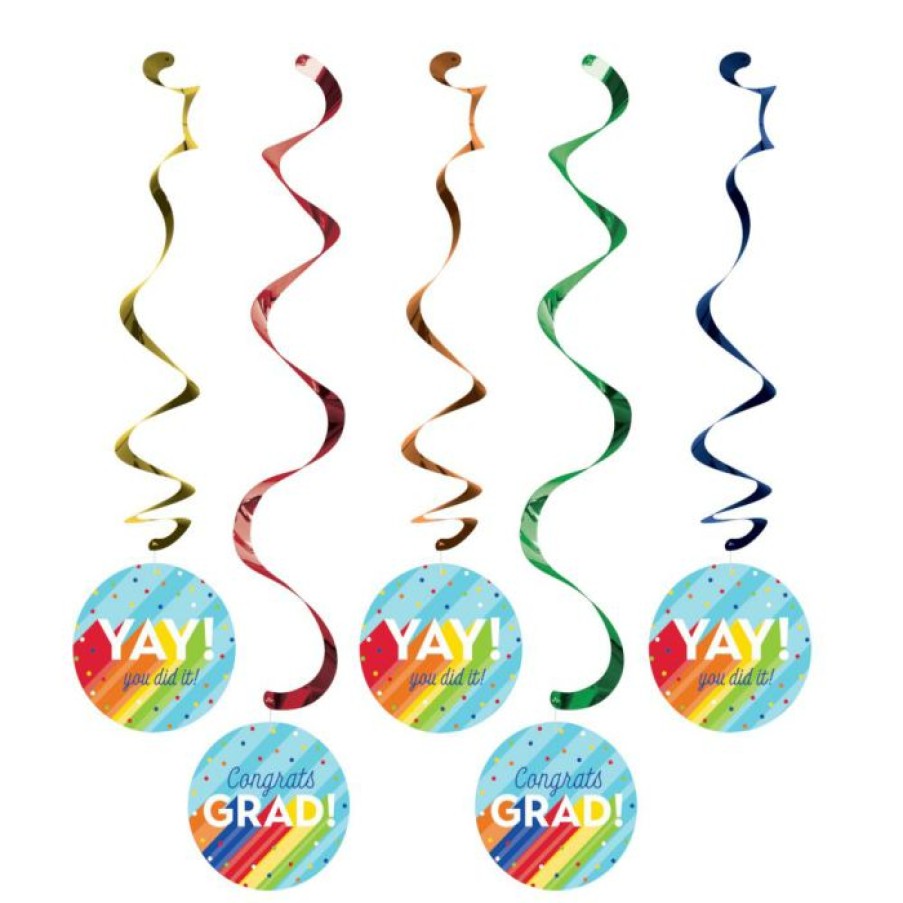 Graduation Party Supplies * | Creative Converting Rainbow Grad Dizzy Danglers (5/Pkg) Graduation Party Supplies