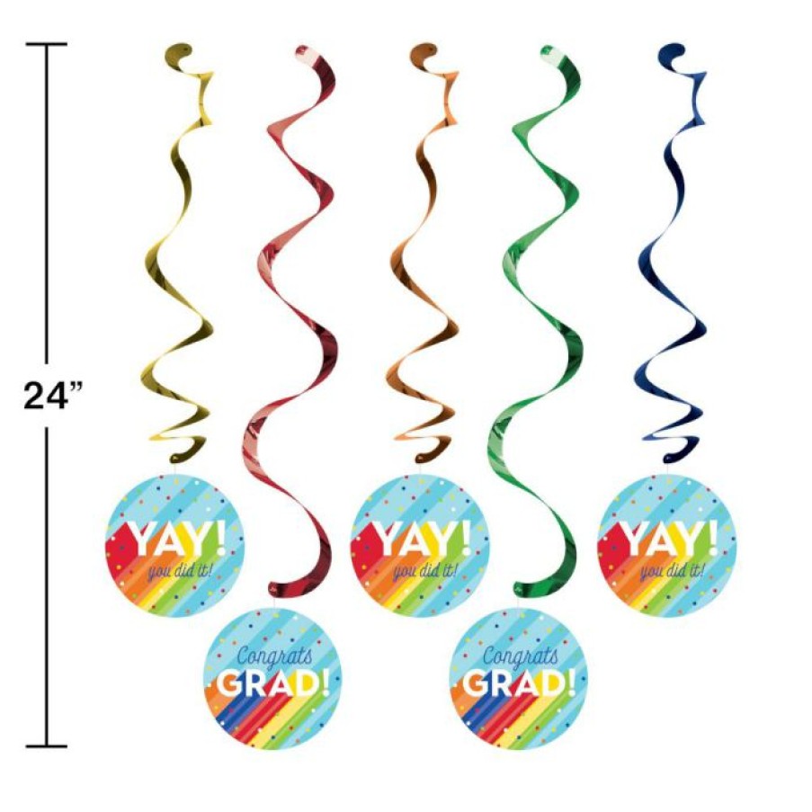 Graduation Party Supplies * | Creative Converting Rainbow Grad Dizzy Danglers (5/Pkg) Graduation Party Supplies