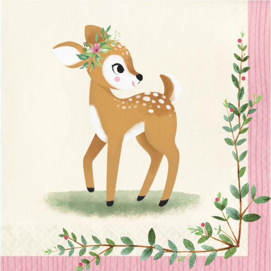 Birthdays * | Creative Converting Deer Little One Luncheon Napkin (16/Pkg)