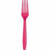 Solid Color Tableware * | Creative Converting Hot Magenta Pink Plastic Forks, 24 Ct