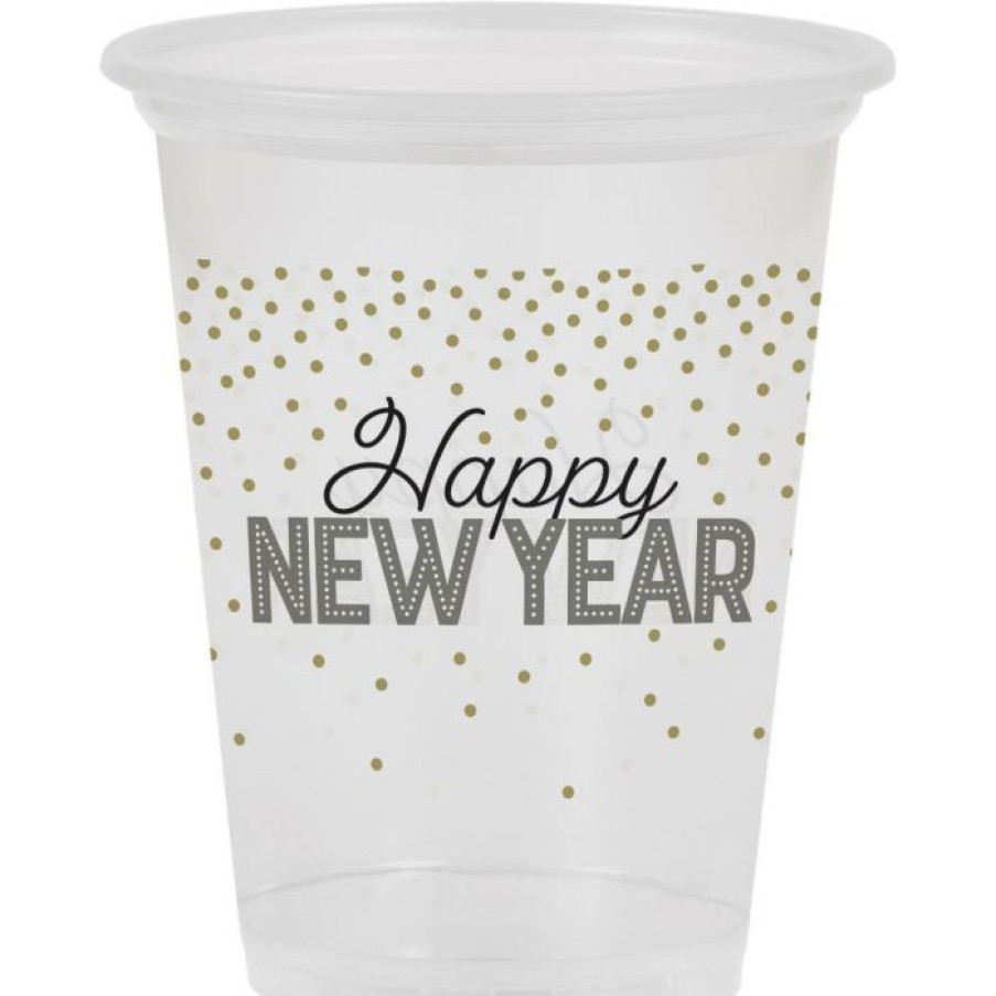 Holidays * | Creative Converting New Year'S Eve Party Supplies 16Oz Plastic Cup, Clear, Happy New Year, 8 Ct