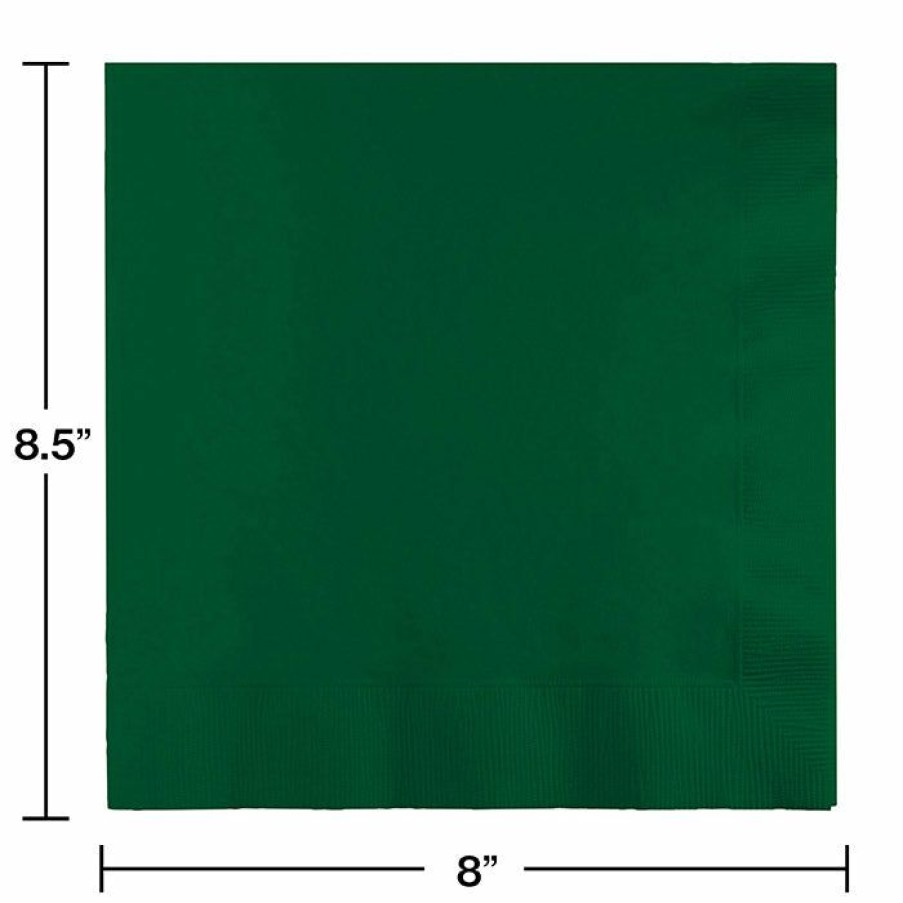 Solid Color Tableware * | Creative Converting Hunter Green Dinner Napkins 3Ply 1/4Fld, 25 Ct