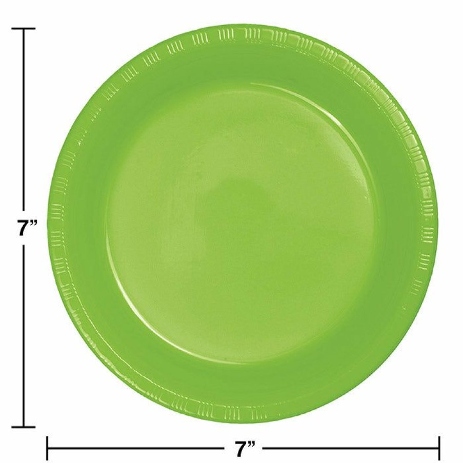 Solid Color Tableware * | Creative Converting Fresh Lime Green Plastic Dessert Plates, 20 Ct Solid Color Tableware