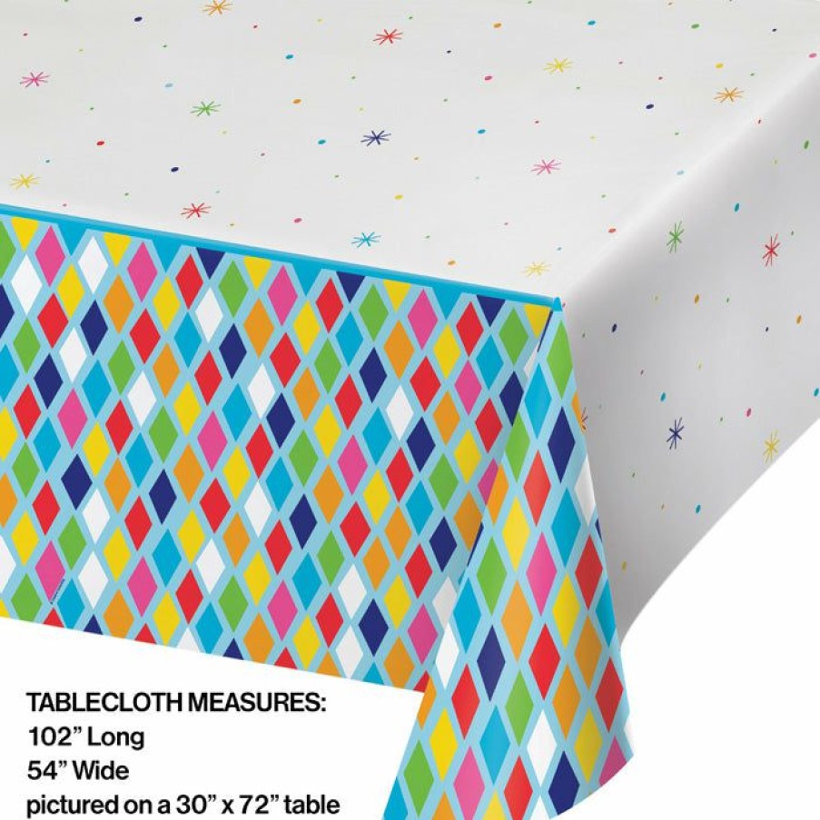 Birthdays * | Creative Converting Bright Birthday Plastic Tablecover All Over Print, 54 X 102 Kids Birthday Party Themes