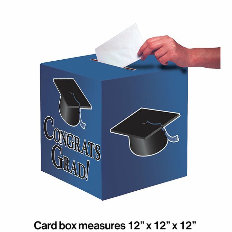 Graduation Party Supplies * | Creative Converting Blue Graduation Card Box