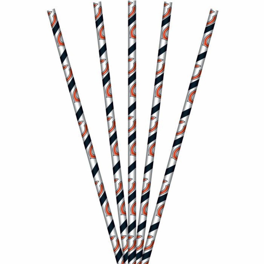 Sports * | Creative Converting Chicago Bears Paper Straws, 24 Ct Nfl And Football Party Supplies