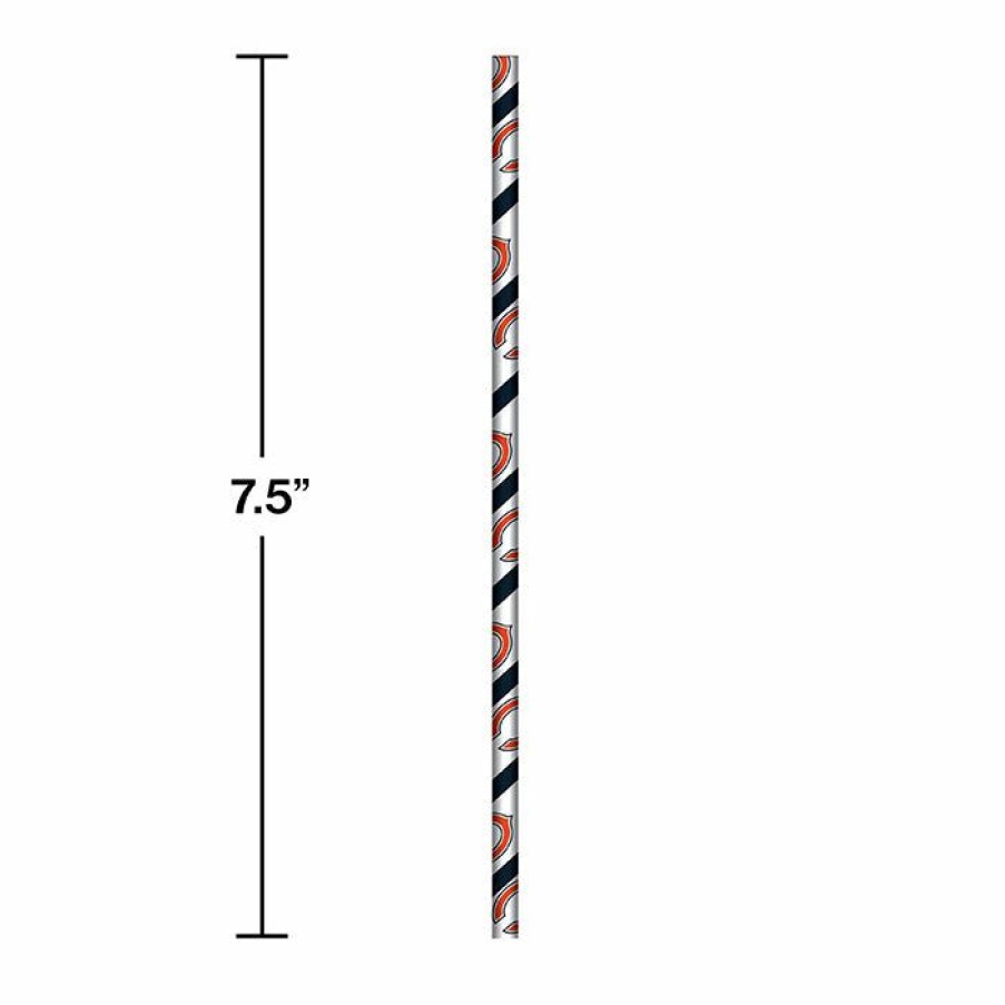 Sports * | Creative Converting Chicago Bears Paper Straws, 24 Ct Nfl And Football Party Supplies