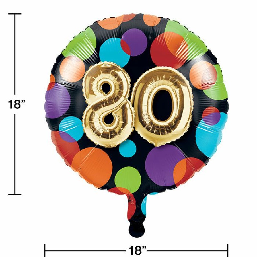 Birthdays * | Creative Converting Balloon Birthday Metallic Balloon 18 , 80 (Case Pack Of 10)