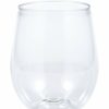 Solid Color Tableware * | Creative Converting Clear Plastic Stemless Wine Glasses 14 Oz, 4 Ct Solid Color Tableware