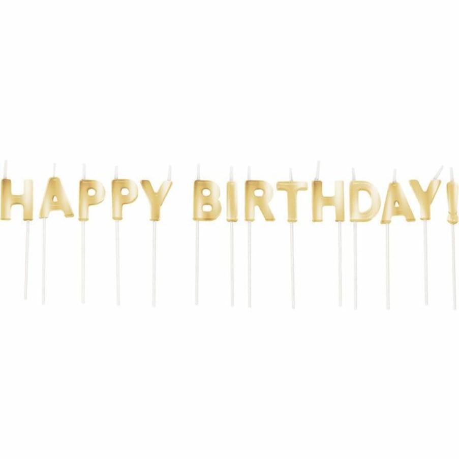 Birthdays * | Creative Converting Gold Happy Birthday Pick Candles, 14 Ct Birthday Party Candles