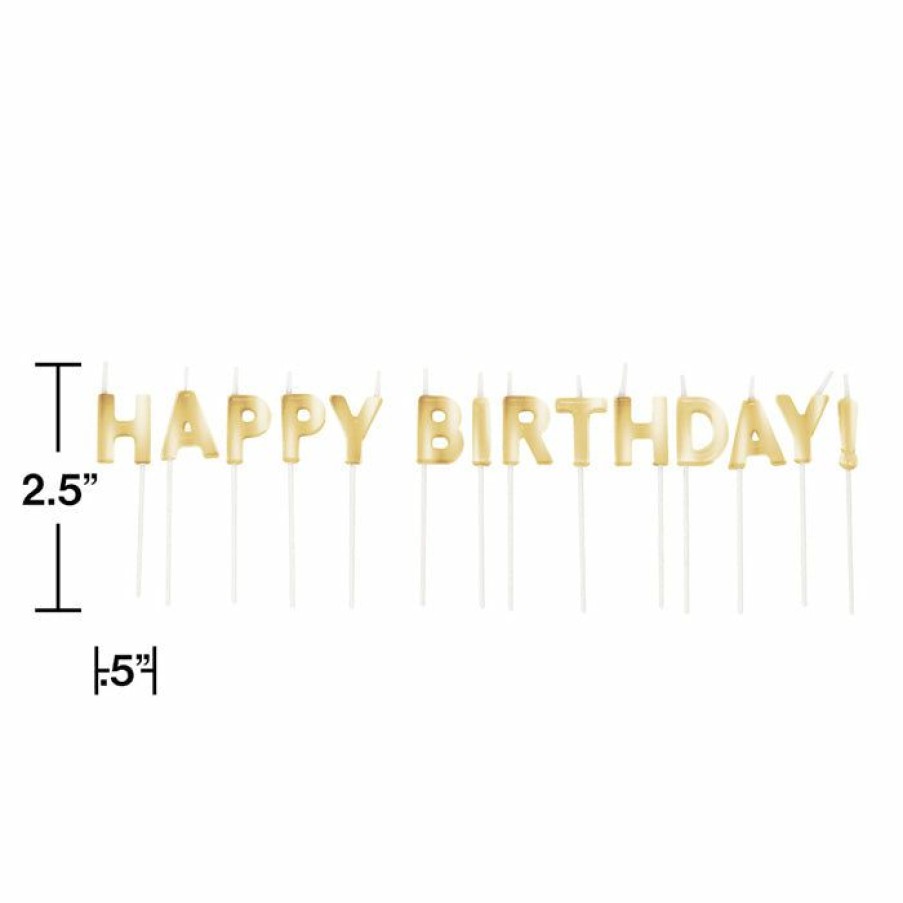 Birthdays * | Creative Converting Gold Happy Birthday Pick Candles, 14 Ct Birthday Party Candles