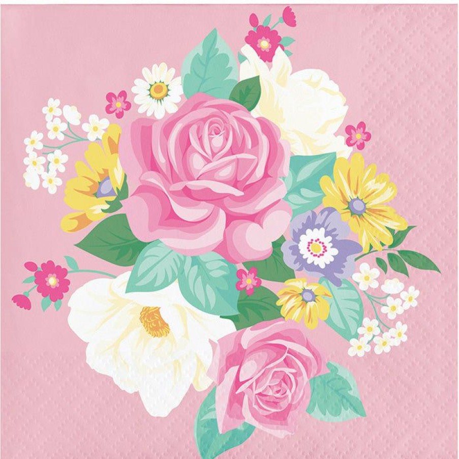 Birthdays * | Creative Converting Kids Birthday Party Themes Floral Tea Party Beverage Napkins, 16 Ct