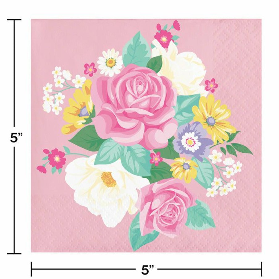 Birthdays * | Creative Converting Kids Birthday Party Themes Floral Tea Party Beverage Napkins, 16 Ct