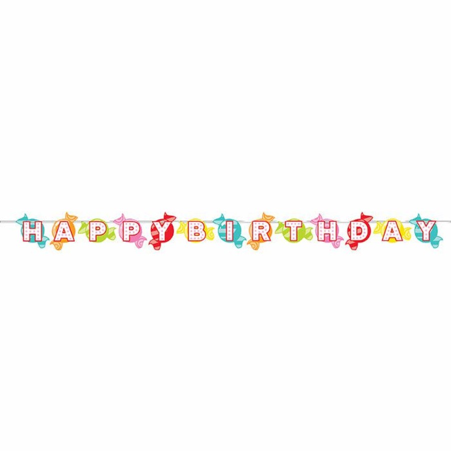 Birthdays * | Creative Converting Candy Shop Party Shaped Dimensional Banner W/ Ribbon Kids Birthday Party Themes