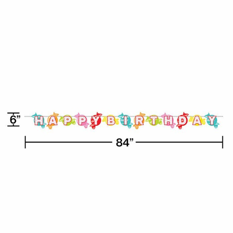 Birthdays * | Creative Converting Candy Shop Party Shaped Dimensional Banner W/ Ribbon Kids Birthday Party Themes