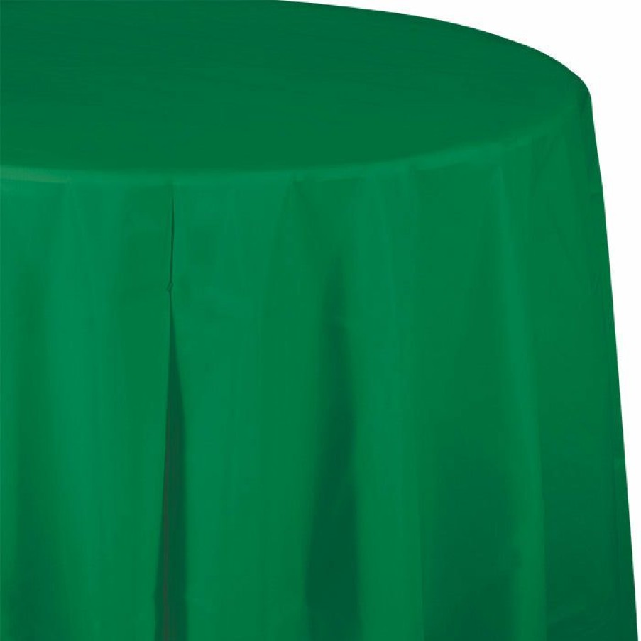 Solid Color Tableware * | Creative Converting Emerald Green Tablecover, Octy Round 82 Plastic