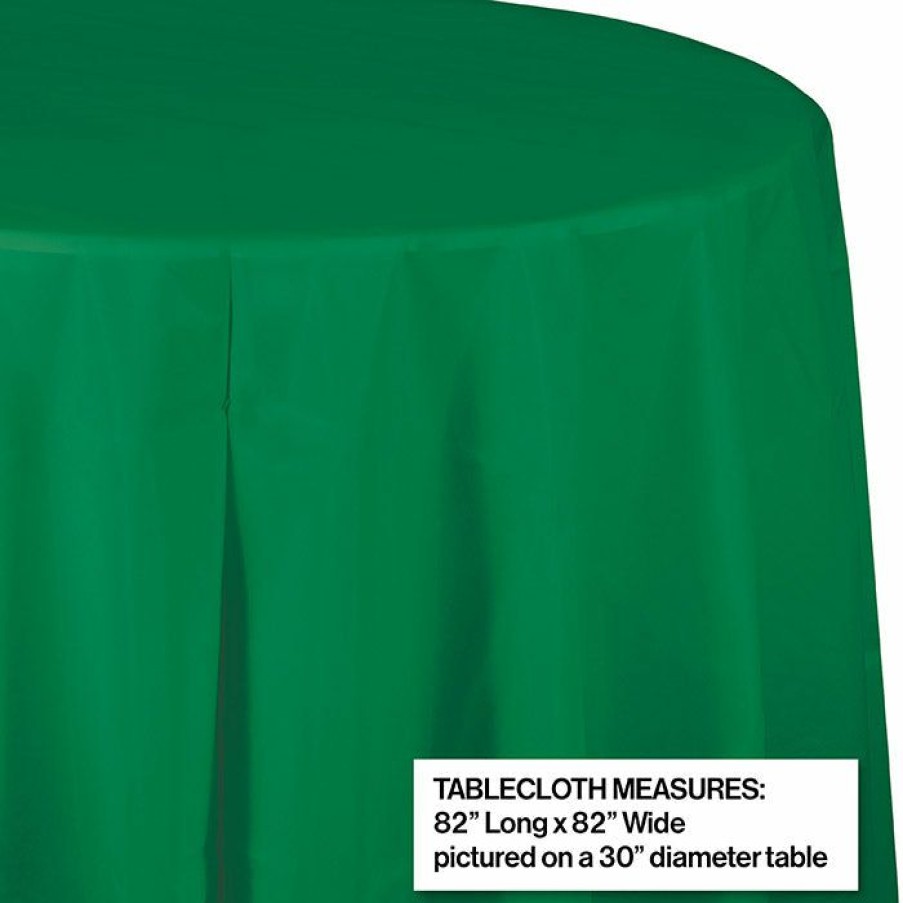 Solid Color Tableware * | Creative Converting Emerald Green Tablecover, Octy Round 82 Plastic