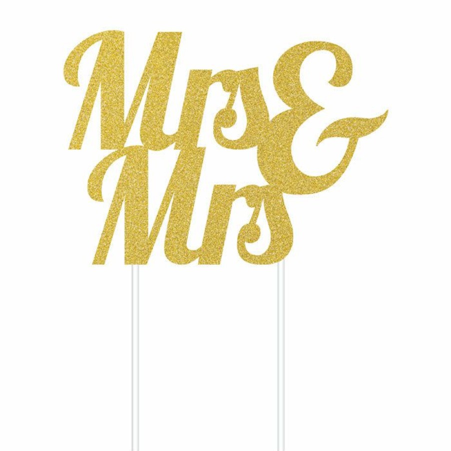 Bridal And Wedding * | Creative Converting Mrs. And Mrs. Cake Toppers 12 Ct Bridal And Wedding