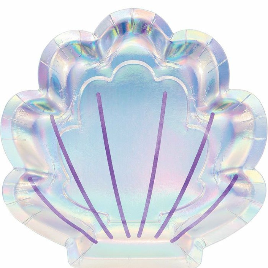 Birthdays * | Creative Converting Mermaid Shine Shaped Plate 9 , Iridescent, 8 Ct