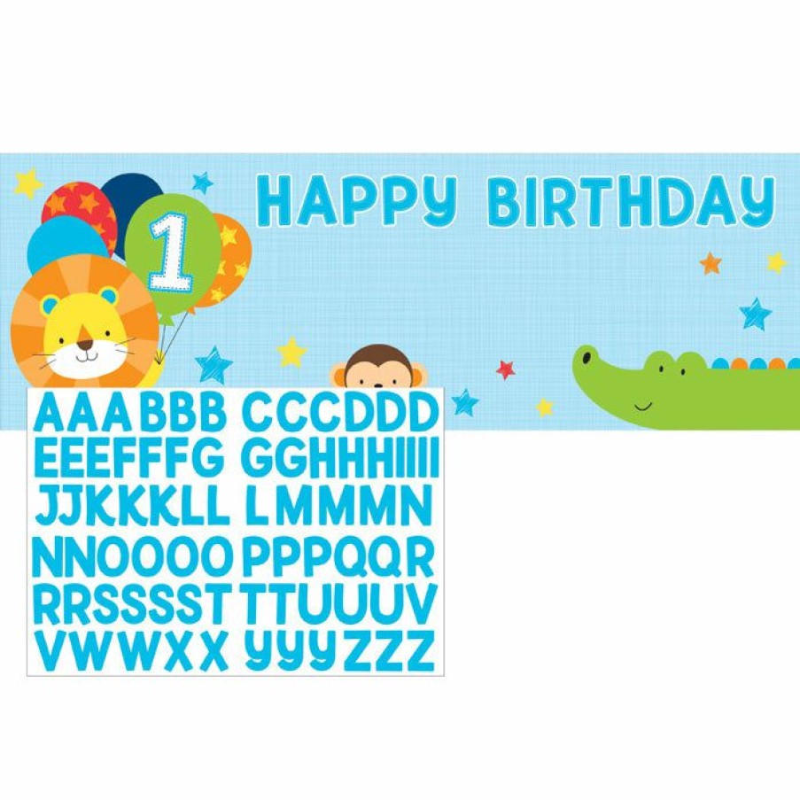 Birthdays * | Creative Converting One Is Fun Boy Giant Party Banner With Stickers (6/Case)