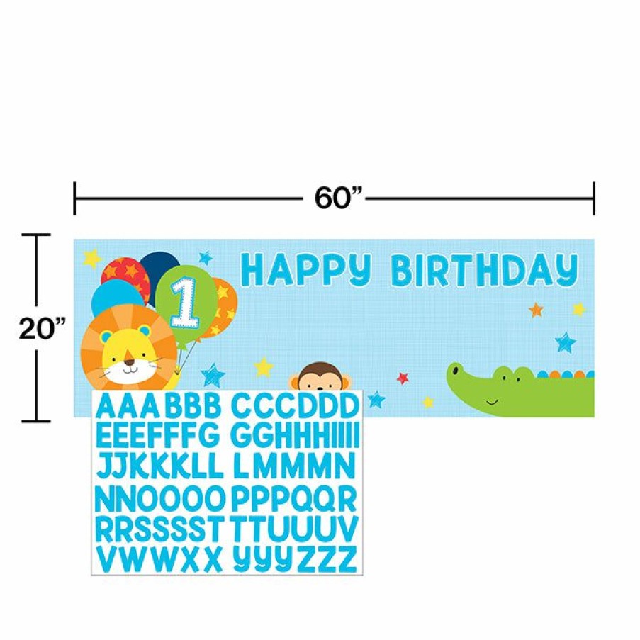 Birthdays * | Creative Converting One Is Fun Boy Giant Party Banner With Stickers (6/Case)