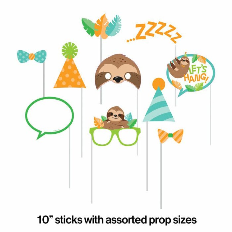 Birthdays * | Creative Converting Sloth Party Photo Booth Props 60 Ct