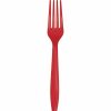 Solid Color Tableware * | Creative Converting Classic Red Plastic Forks, 24 Ct Solid Color Tableware