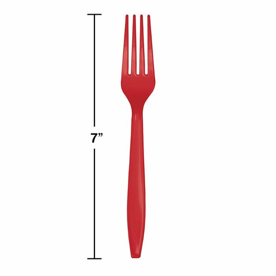 Solid Color Tableware * | Creative Converting Classic Red Plastic Forks, 24 Ct Solid Color Tableware