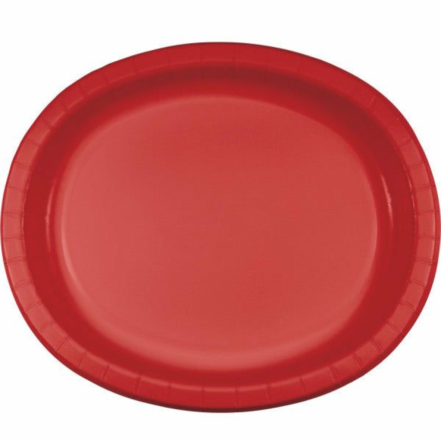 Solid Color Tableware * | Creative Converting Classic Red Oval Platter 10 X 12 , 8 Ct Solid Color Tableware