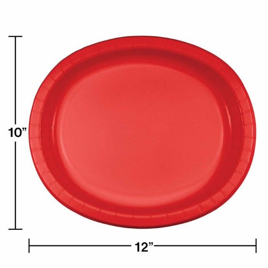 Solid Color Tableware * | Creative Converting Classic Red Oval Platter 10 X 12 , 8 Ct Solid Color Tableware