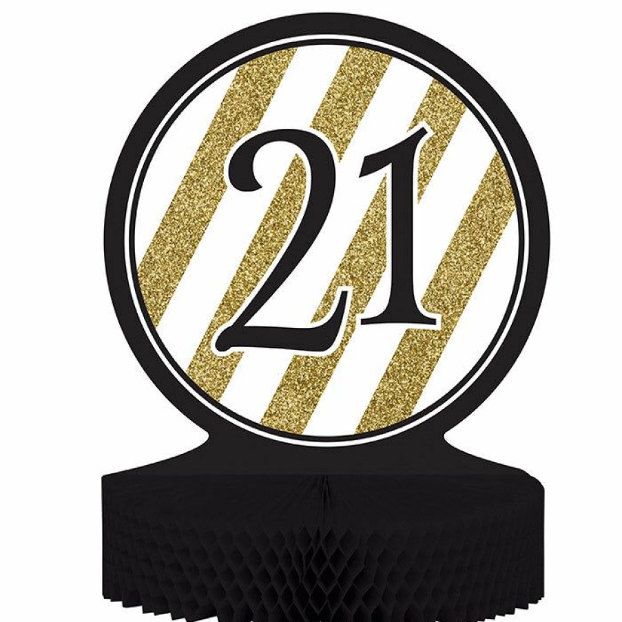 Birthdays * | Creative Converting Black And Gold 21St Birthday Centerpiece Adult Birthday Party Themes