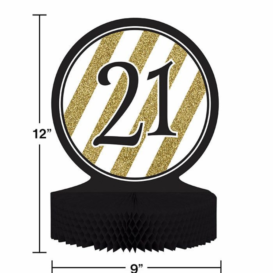 Birthdays * | Creative Converting Black And Gold 21St Birthday Centerpiece Adult Birthday Party Themes