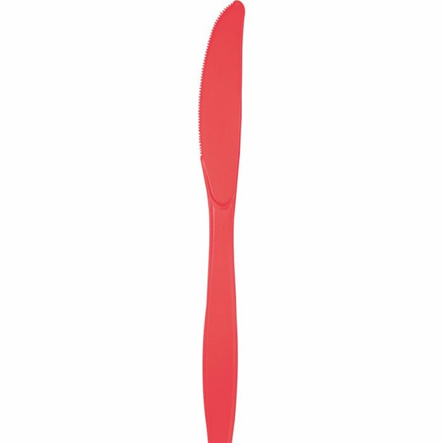 Solid Color Tableware * | Creative Converting Coral Plastic Knives, 24 Ct Solid Color Tableware