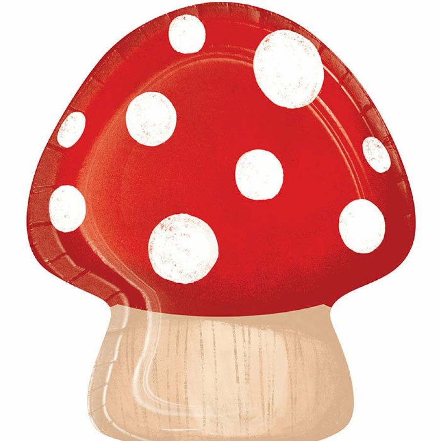 Birthdays * | Creative Converting Party Gnomes Mushroom Shaped Plate 8Ct Kids Birthday Party Themes