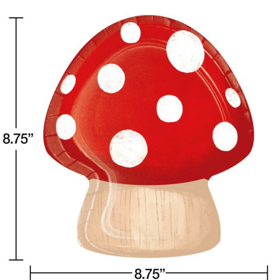 Birthdays * | Creative Converting Party Gnomes Mushroom Shaped Plate 8Ct Kids Birthday Party Themes