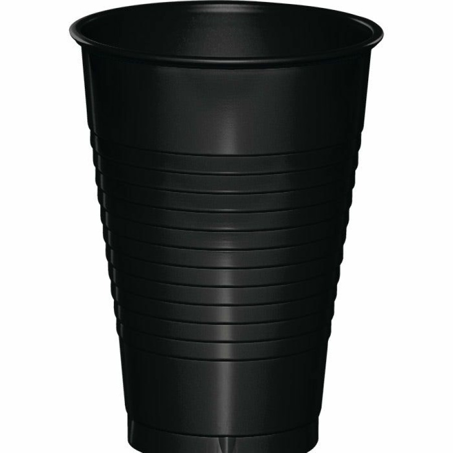 Solid Color Tableware * | Creative Converting Black 12 Oz Plastic Cups, 20 Ct