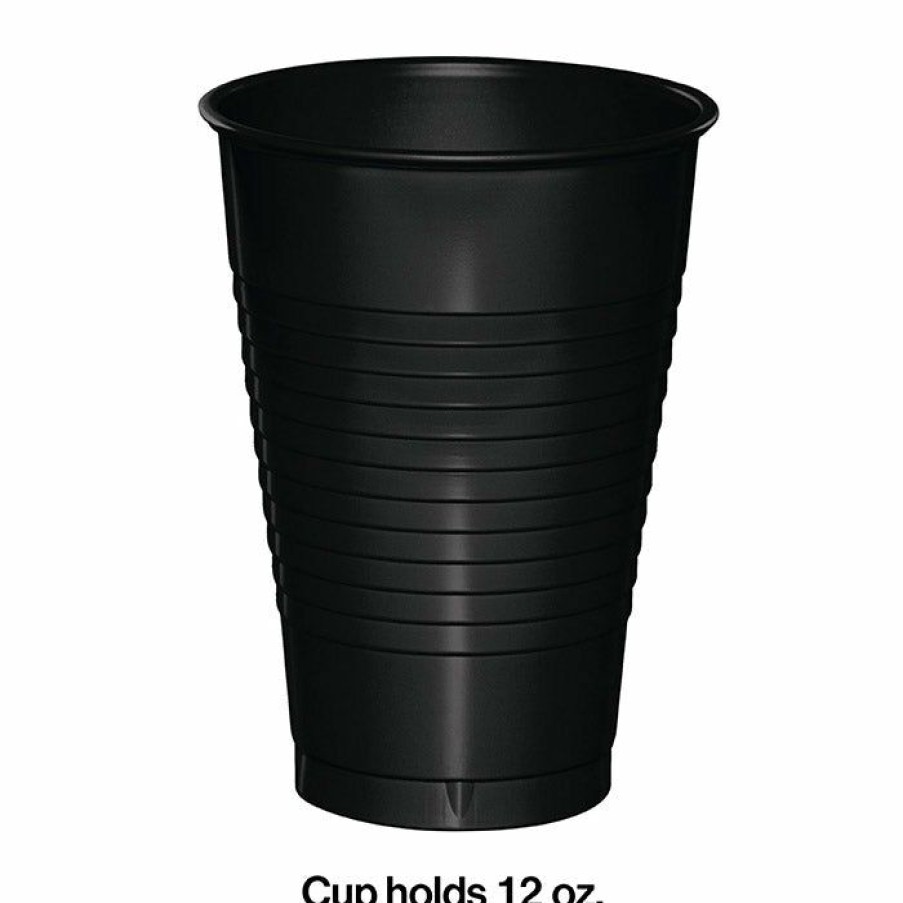 Solid Color Tableware * | Creative Converting Black 12 Oz Plastic Cups, 20 Ct