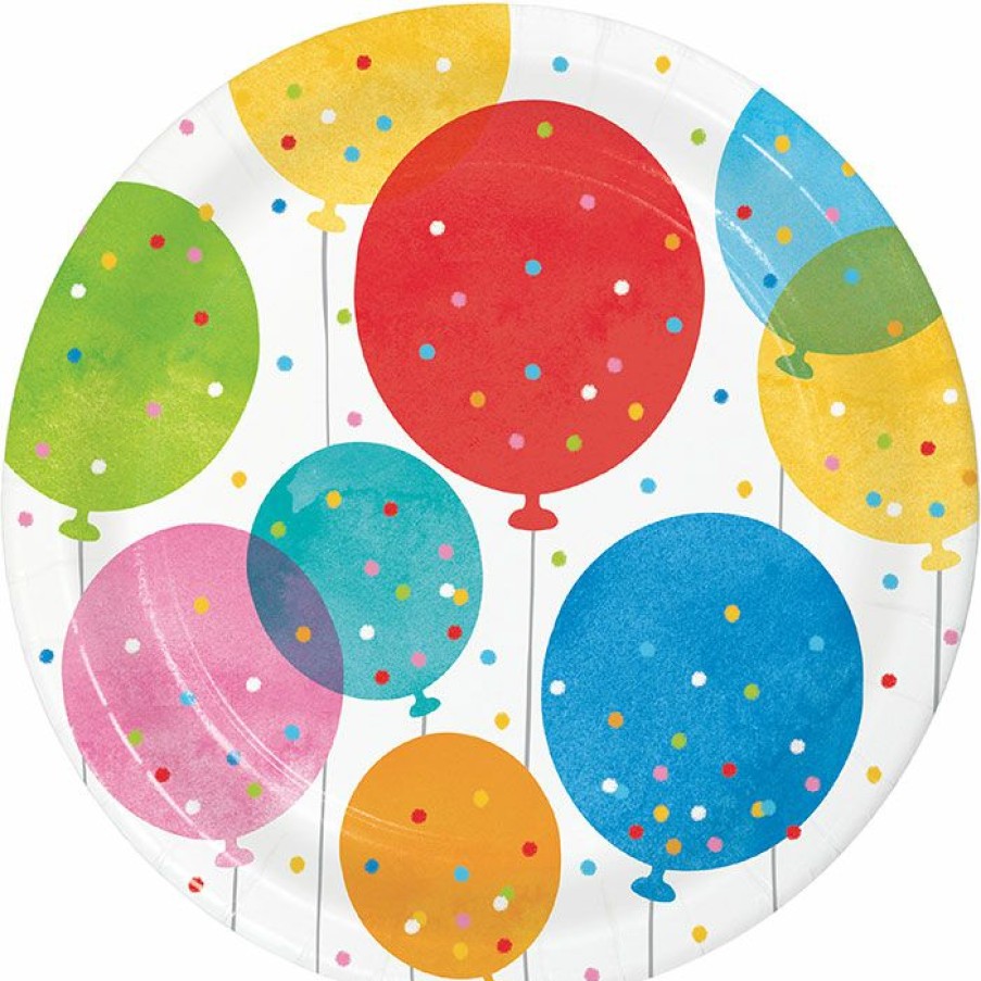 Birthdays * | Creative Converting Confetti Balloons Dessert Plate 8Ct Adult Birthday Party Themes