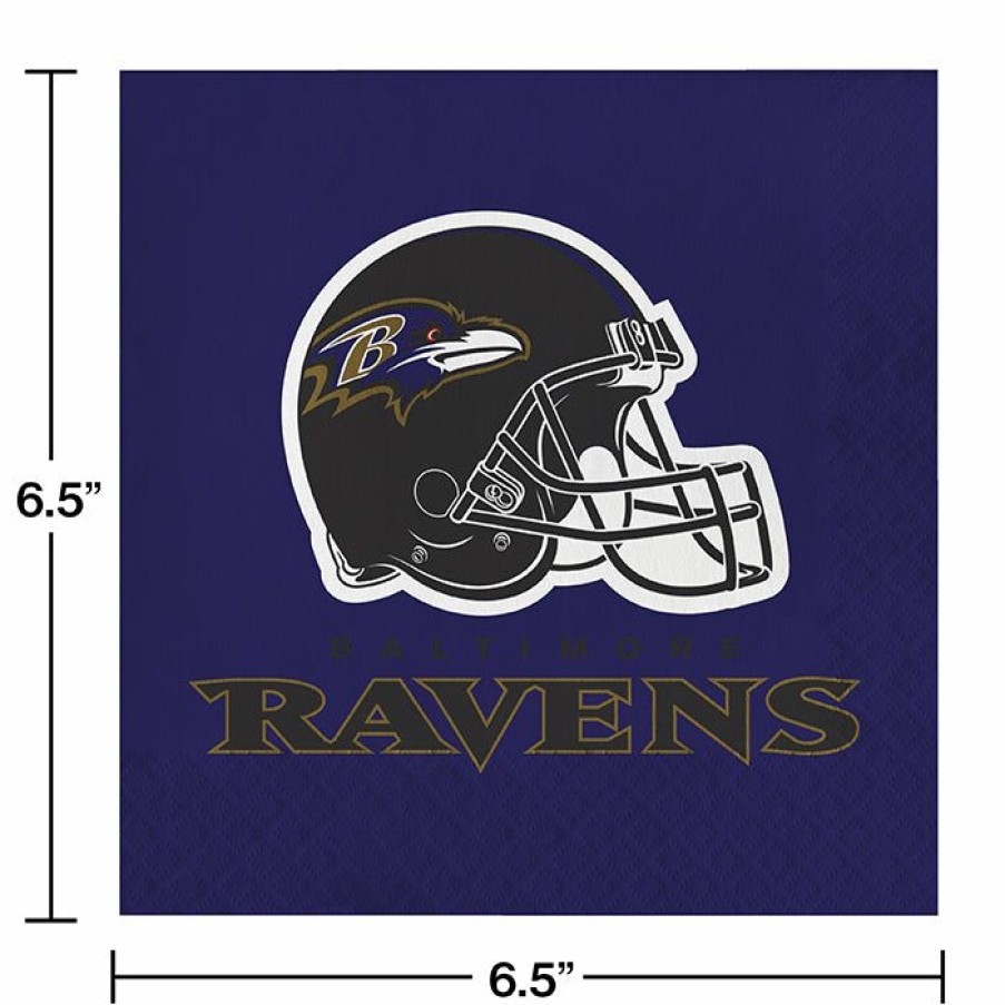 Sports * | Creative Converting Baltimore Ravens Napkins, 16 Ct Nfl And Football Party Supplies