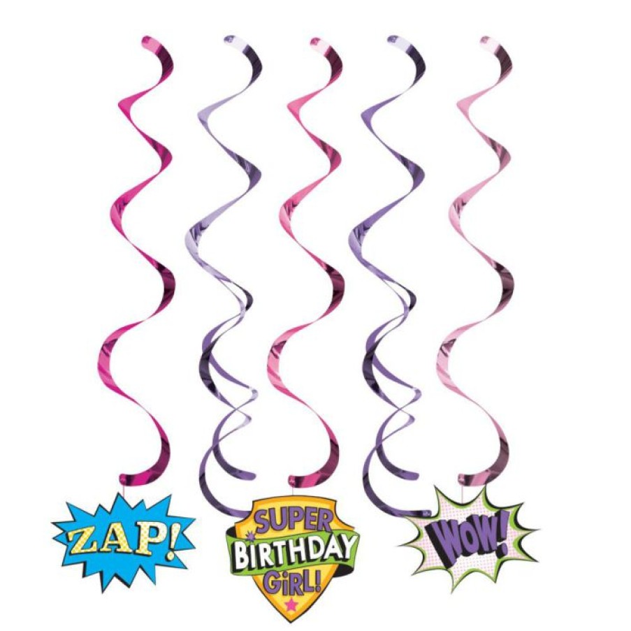 Birthdays * | Creative Converting Girl Superhero Dizzy Danglers Assorted (Case Pack Of 30) Kids Birthday Party Themes