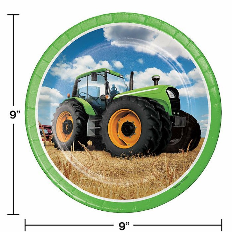 Birthdays * | Creative Converting Tractor Time Paper Plates, 8 Ct Kids Birthday Party Themes